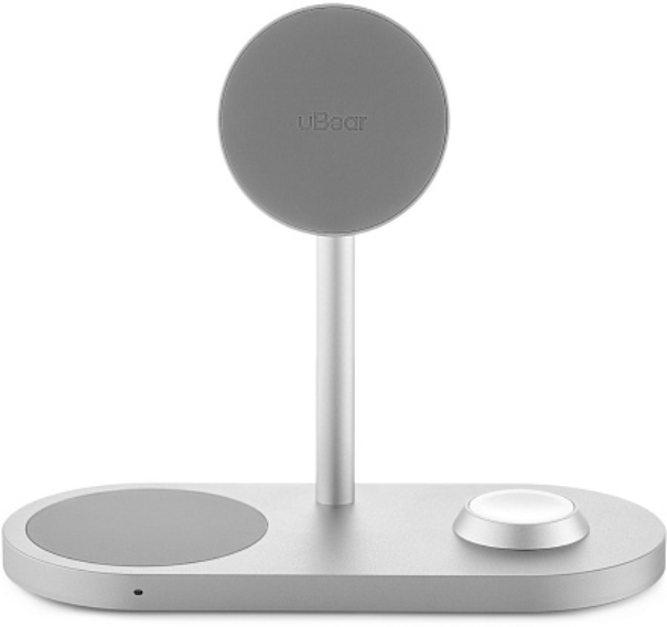 Беспроводное зарядное устройство Ubear Stage Pro 3 в 1 Magnetic, серебристый