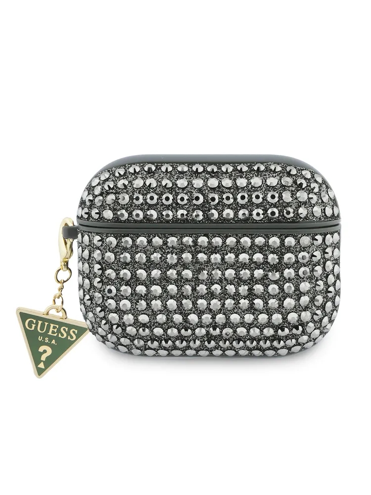 Чехол Guess для Airpods Pro 3 Diamond Rhinestone with Triangle charm, Хаки