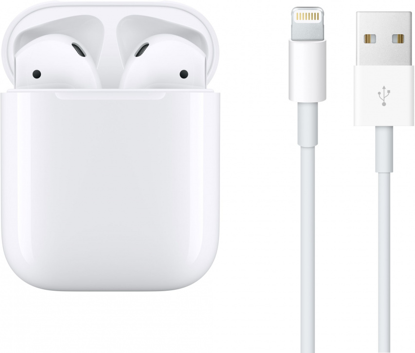 Apple AirPods 2, MV7N2, Быстро разряжается кейс / проблема с микрофоном / high copy, Белый - Б/У