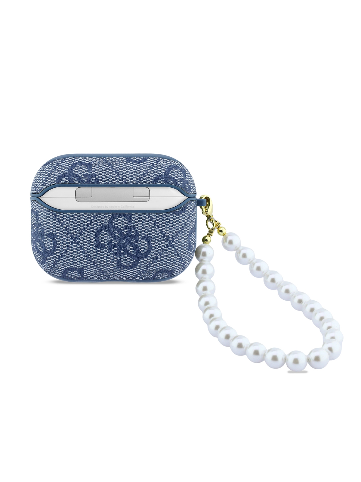 Чехол Guess для Airpods Pro 3 PU leather 4G with Classic metal logo and Pearl hand strap, Синий