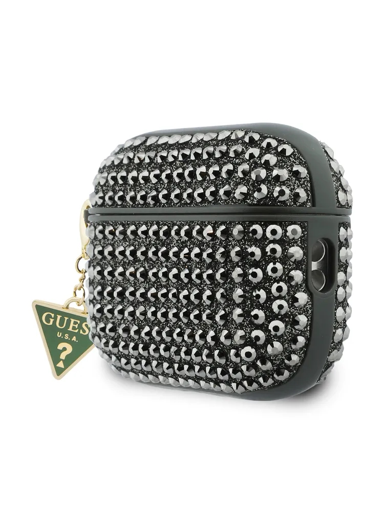 Чехол Guess для Airpods Pro 3 Diamond Rhinestone with Triangle charm, Хаки
